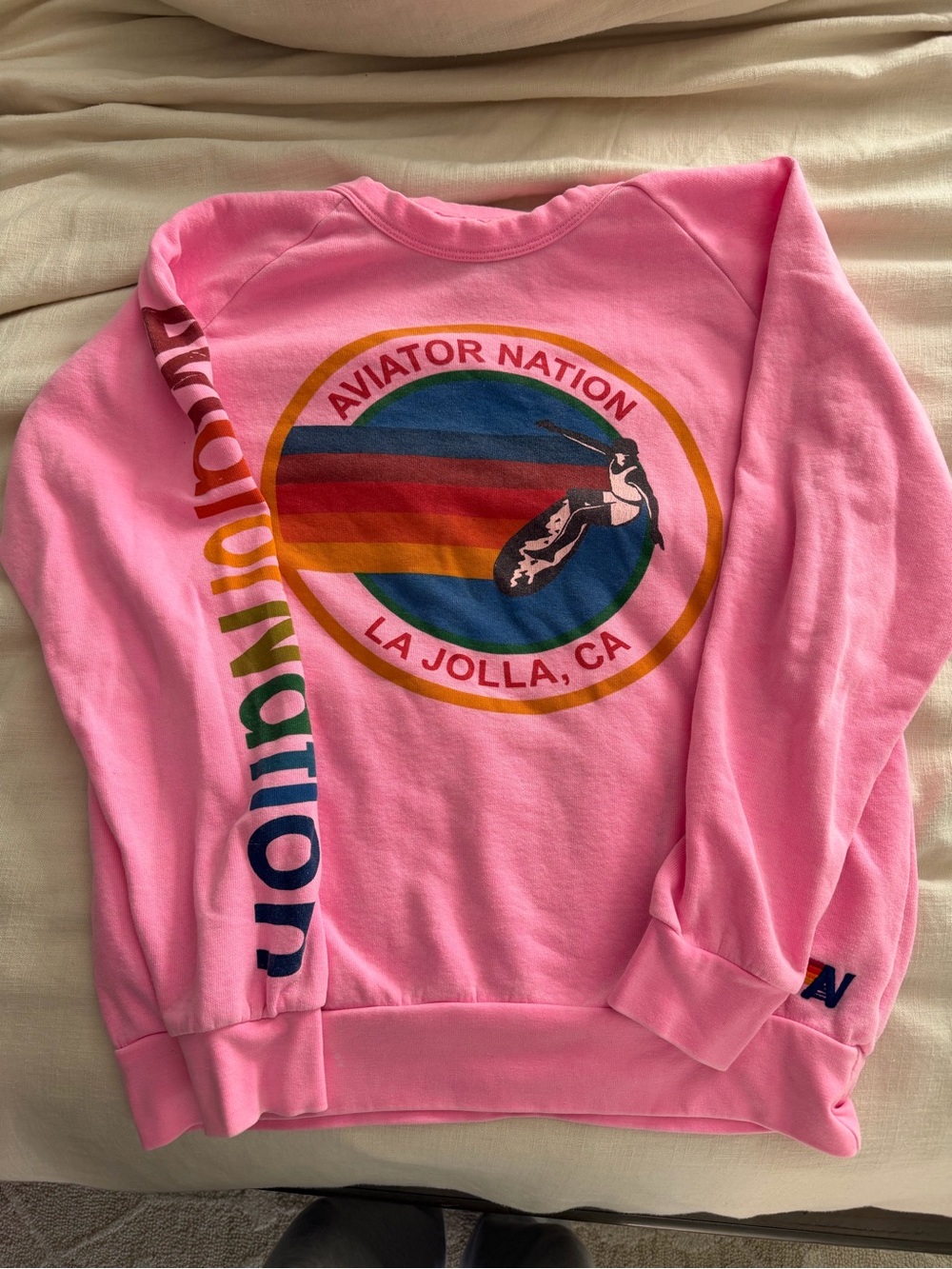 Aviator Nation Pink La Jolla Graphic Crewneck Sweatshirt